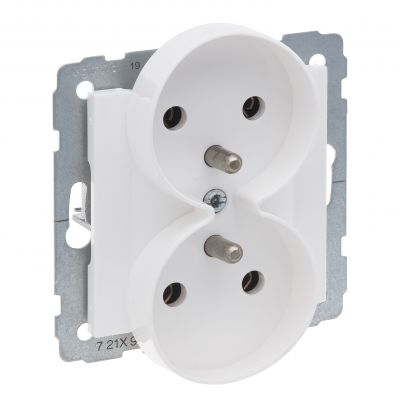 Suno Gniazdo Podwójne Z Uziemieniem 2x2P+Z 16A 250 V Zaciski Śrubowe Możliwość Montażu W Ramkach Wielkorotynych Biały 721191 LEGRAND (721191)